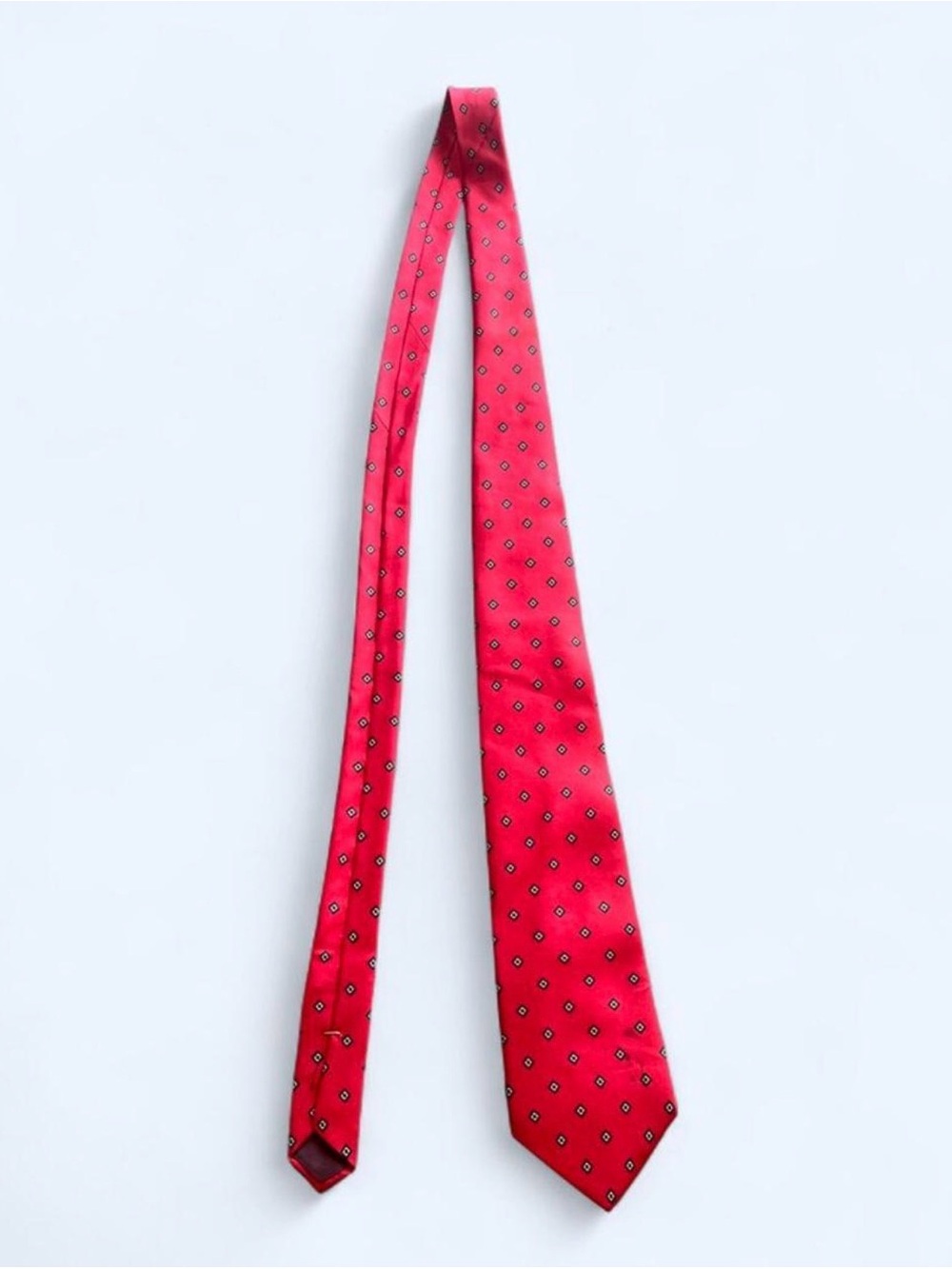 Classic Red Micro-Pattern Silk Tie - Unbranded
